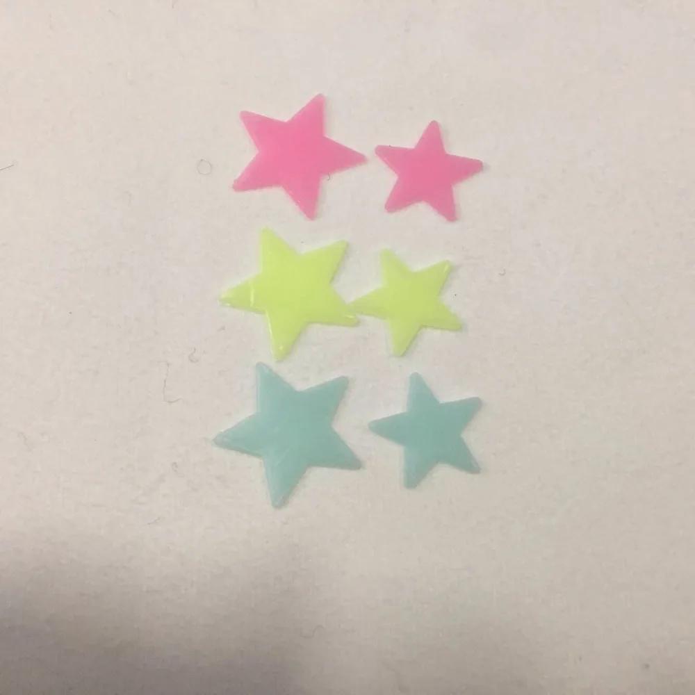 Декоративные наклейки с принтом пластиковые светящиеся в темноте звезды