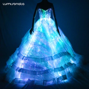 Blue Alibaba Lighted Wedding Dress Luminous Fiber Optic Wedding - Main Image