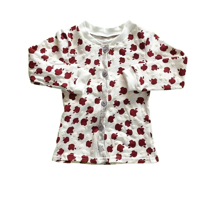 Оптовая продажа, хлопковые пижамы для мальчиков с длинным рукавом и принтом яблока, детские пижамы оптом для маленьких мальчиков, 2 шт.