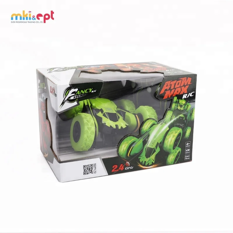 1:28 Fancy Green Special Design RC Remote Control Stunt Rolling Climbing 360 Racing Toy Car for