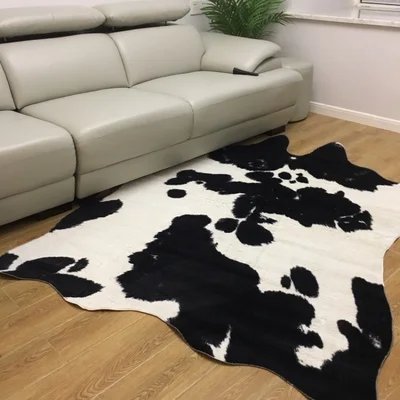 Kuhfell-Teppich Knstlicher Schwarz-Weier Tier-Teppich  Kunstfell-Kuhfell-Teppich