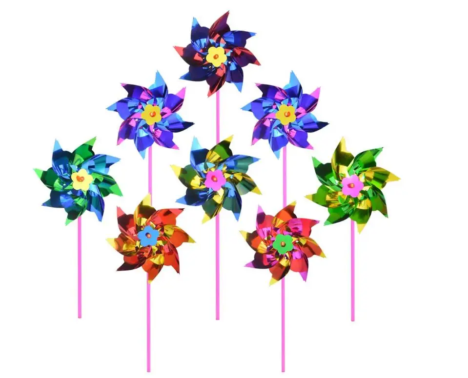 Jtween 50 Pieces Plastic Colorful Windmill Party Pinwheels DIY Pinwheel for Kids Toy Garden Party Lawn Decor, Assorted Color, Size: 50pcs