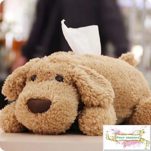 Teddy cartoon dog doll Large Tissue Cover Plush paper napkin Box Creative car pumping paper sets