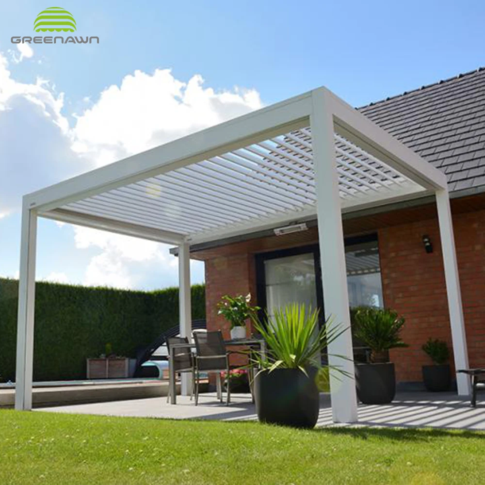 4x4 Magefertigte Verstellbare Wasserdichte Lamellendach-Gartenlaube Pergola