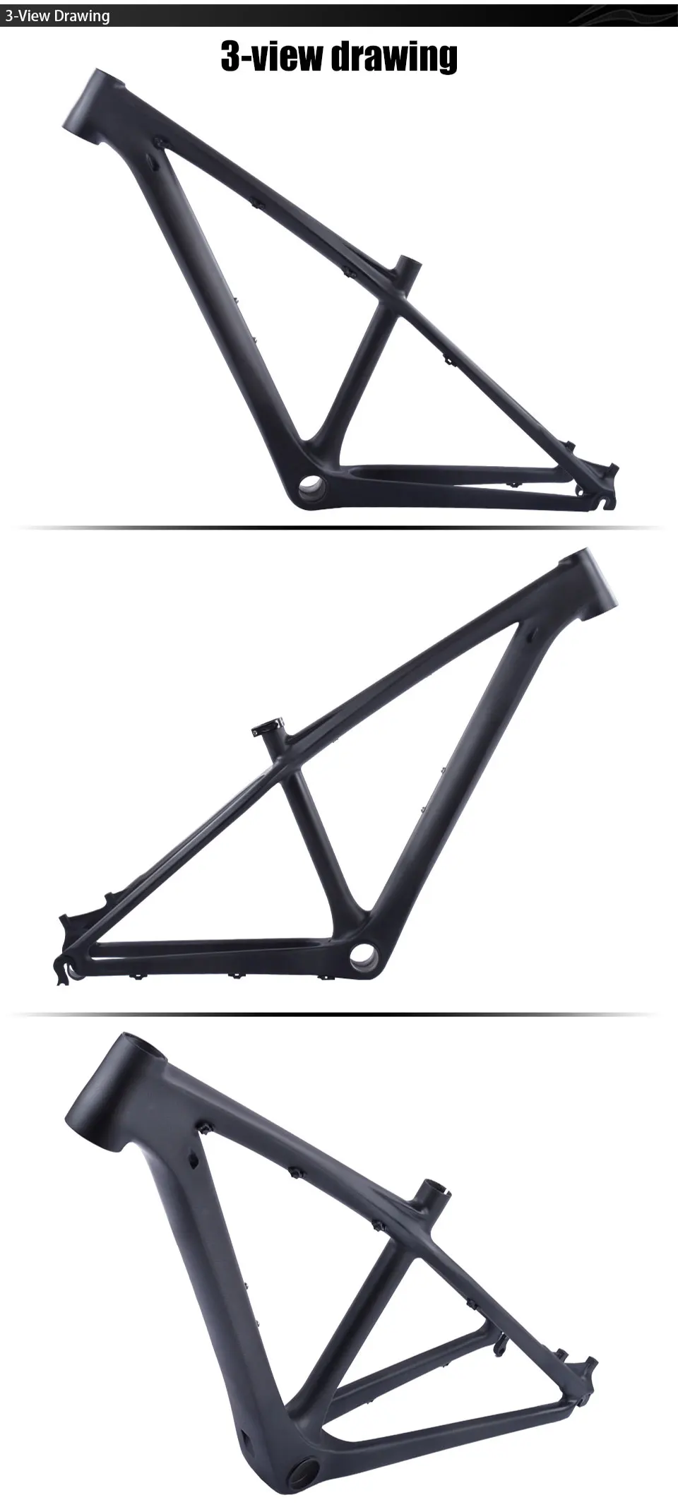 3K 26er Carbon Fiber OEM Bicycle Frames 14'' Cycling Bike Frameset BB92 