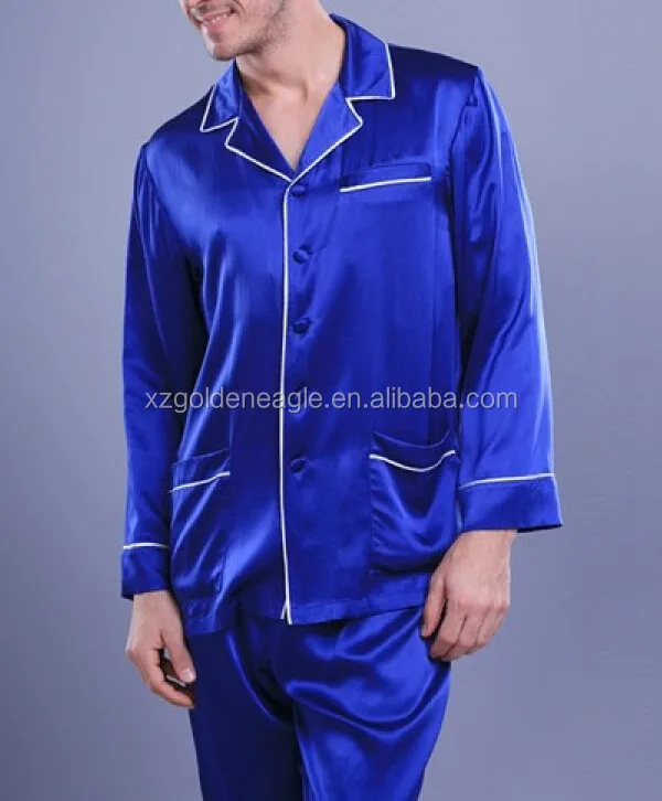 100% Pure Silk Luxury Royal Blue Men &women Sleepwear