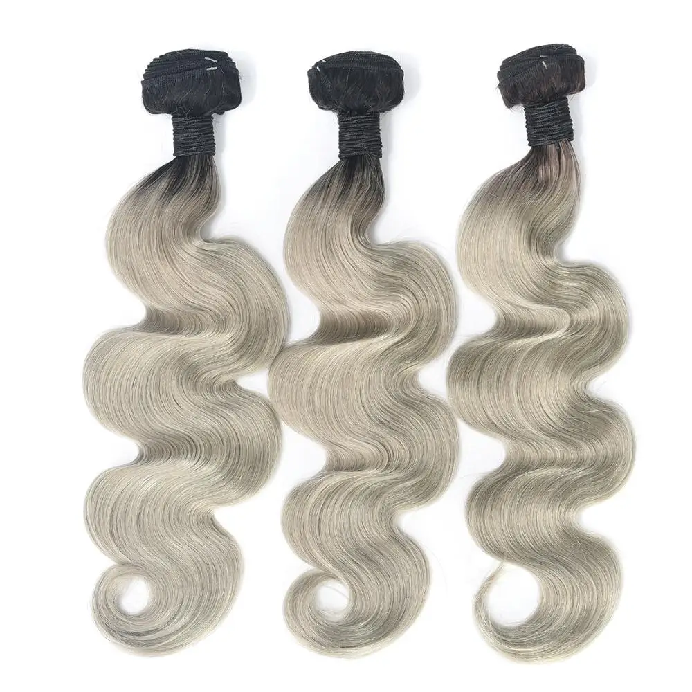 2024 China Factory Wholesale Ombre Color 10A Brazilian Hair Bundles 1B/Grey Body Wave High Quality Unprocessed Virgin Human Hair