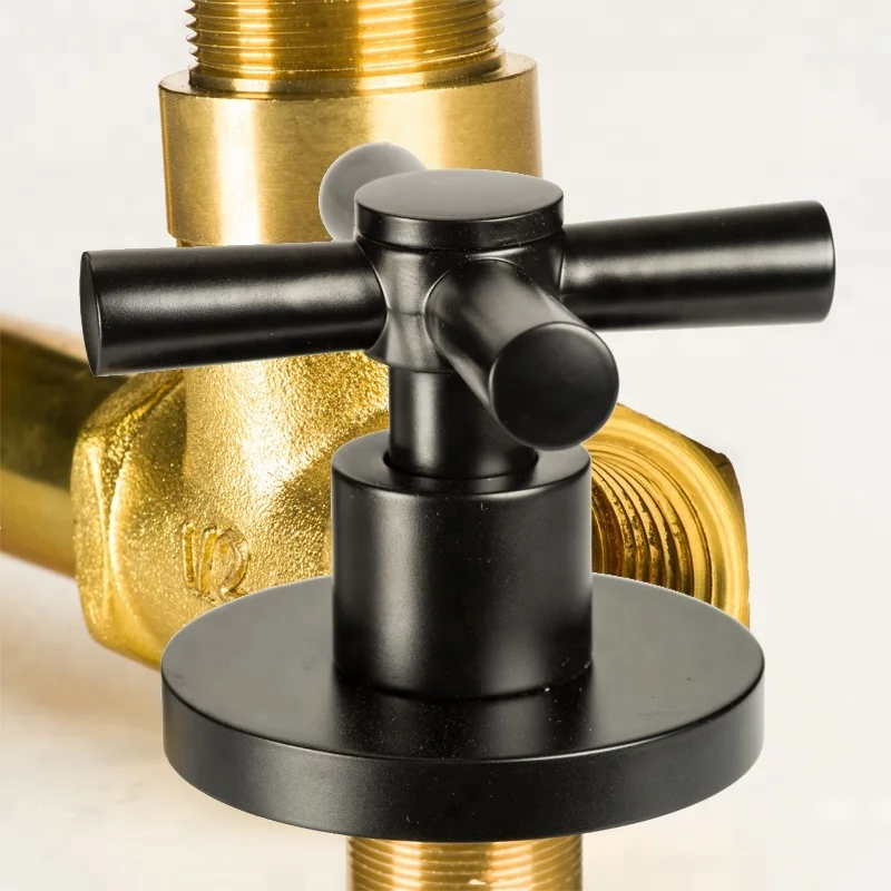 Настенный смеситель с двойной ручкой настенный кран холодной и горячей воды черного цвета современный дизайн для ванной комнаты