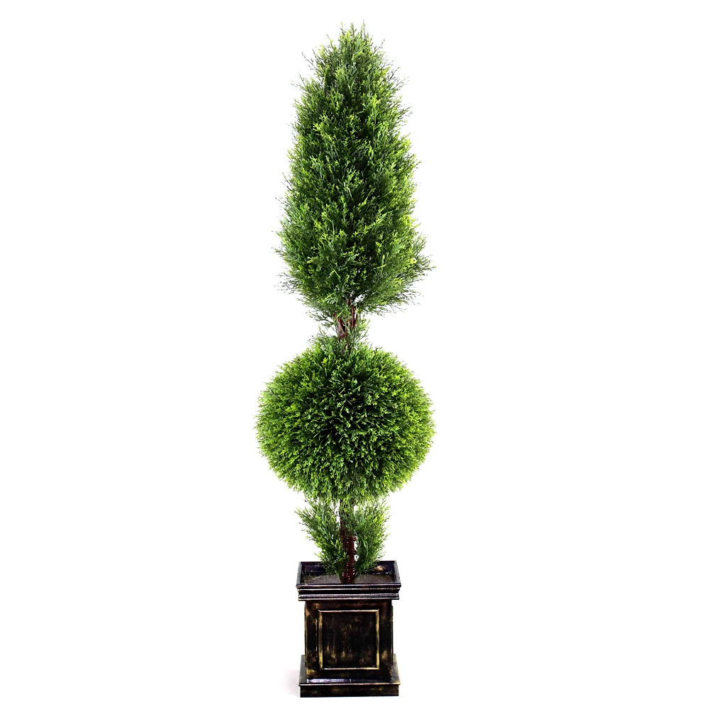 L Upright Juniper Slim Spiral Tree with Dark Green Round Growers Pot