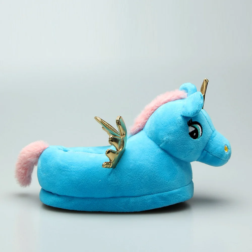 An14 Симпатичные плюшевые тапочки с единорогом для детей