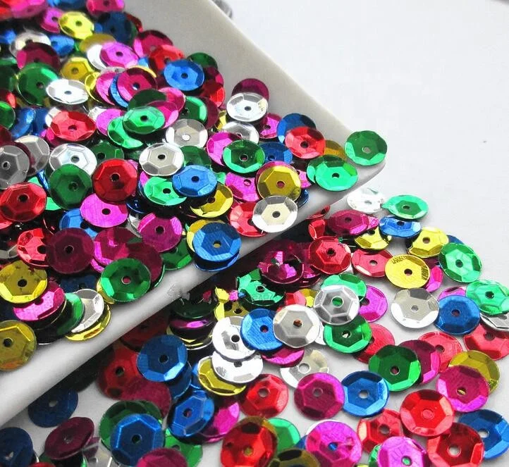 DIY 6mm Faceted Round Loose Sequins Paillettes Bag Sewing Decor Wedding Craft