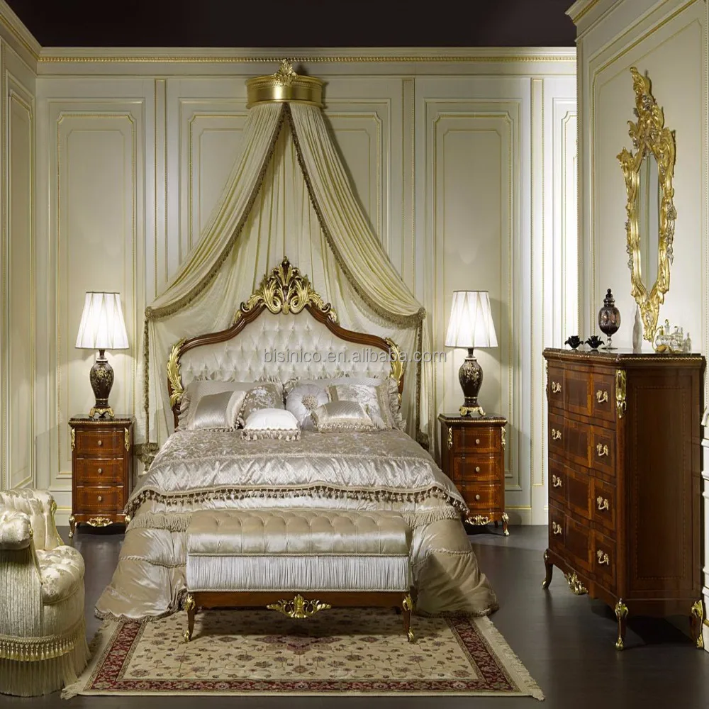 French Louis XV Rococo style hand carved and patinated Royal Bedroom set