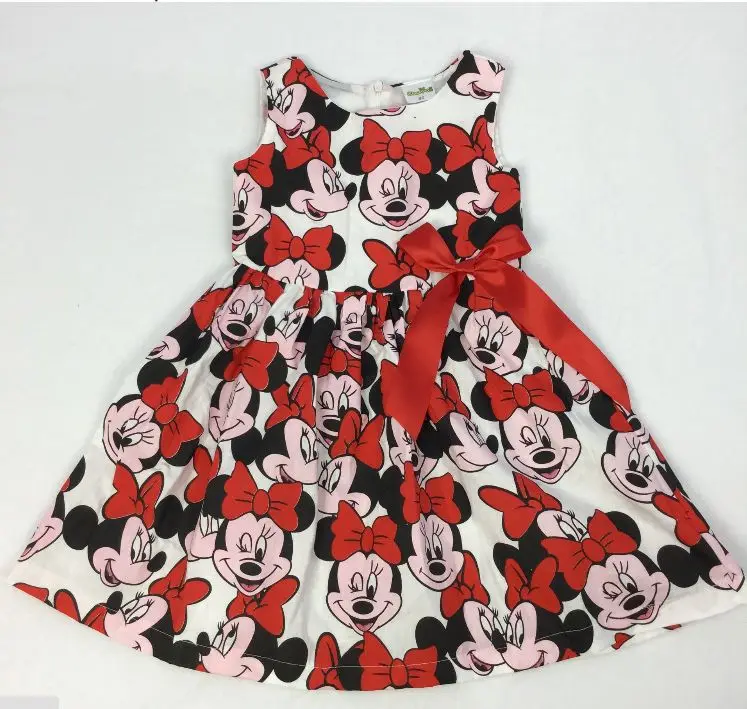 summer style New Girl Cute mini sleeveless Dresses Kids Clothes Dress Cotton Children Lovely Red Cartoon