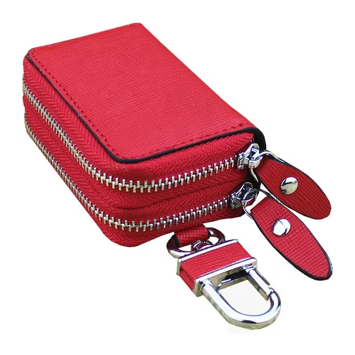 Buy Nalanda Men's Women's Leather Car Key Holder Bag Keychain Case Wallet  With Keyring Hooks Zipper Closure For Keys Car Remote Key (red) Online in  UAE