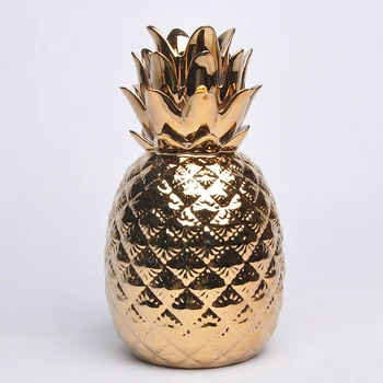 Made in china royal gold plated pineapple ornaments vintage china ceramic home decor