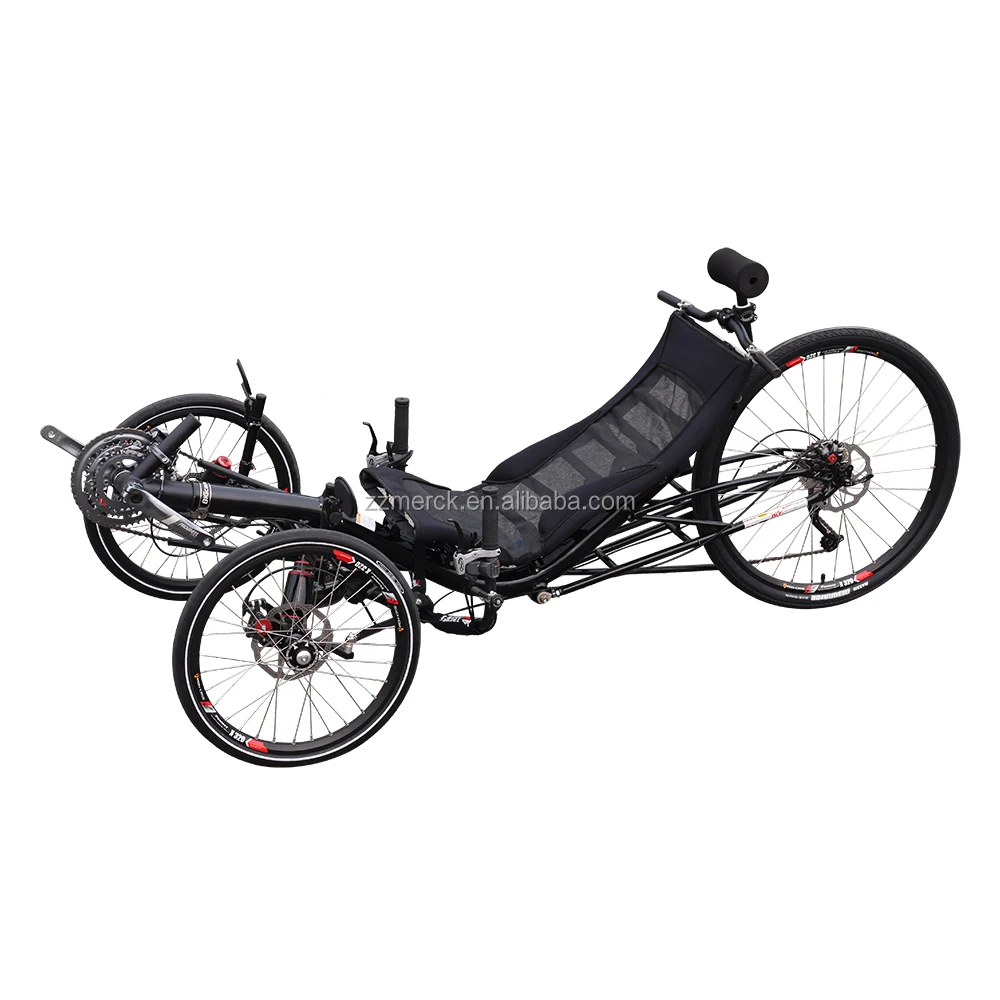 Free Door to Door Shipping 2018 New Style Aluminum Alloy Frame Fast Speed Outdoor Travel Adult Recumbent Tricycle