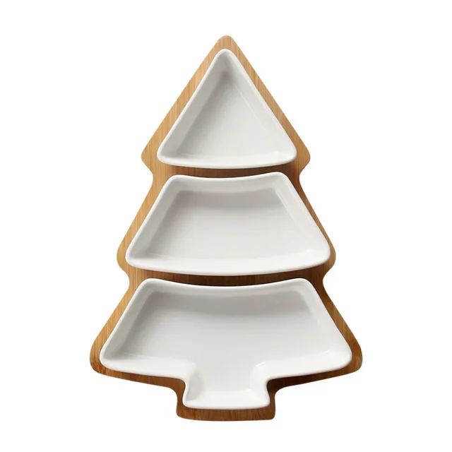 Бамбуковая Деревянная Рождественская елка, поднос для закусок, Фруктовая тарелка, Салатница