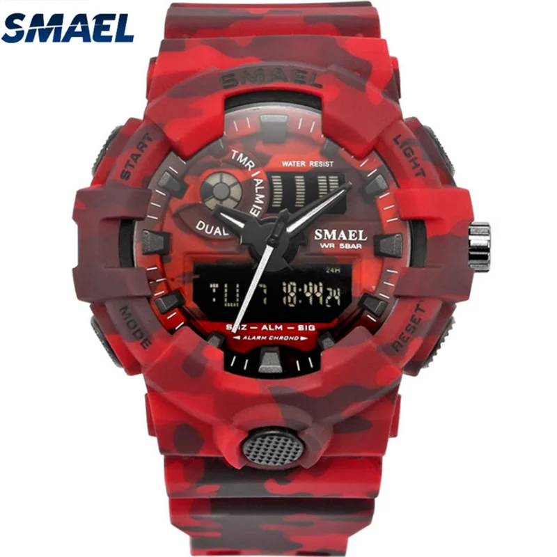 Мужские Аналоговые Цифровые Спортивные военные часы SMAEL 8001MC