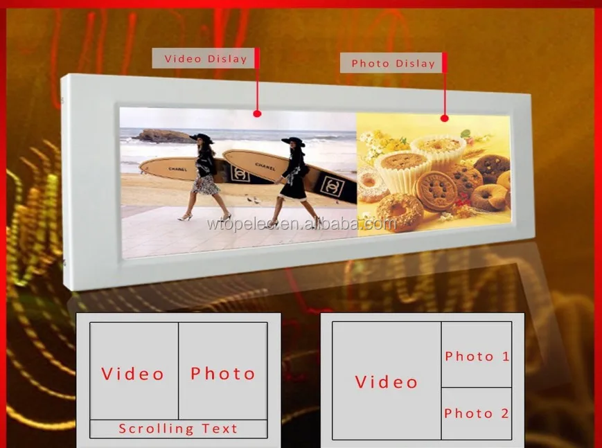 
14,9 дюймовый настенный ультра широкий растягивающийся ЖК-дисплей для рекламы <span style=