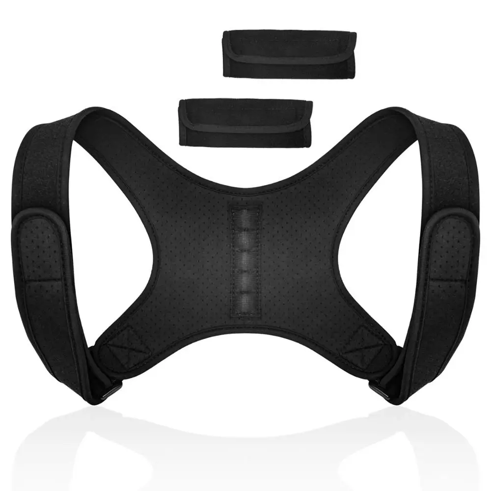 Upper Back Brace with Back Magnet Shoulder Cushion Adjustable Clavicle Kyphosis Brace Improves Posture