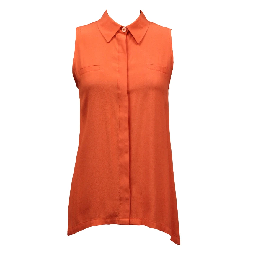 Sleeveless Orange Color Loose Fit 