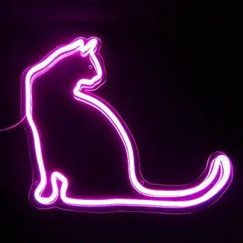 Cat flex led neon sign12v dc glass tubing neon light clear acrylic panel oem factory china E
