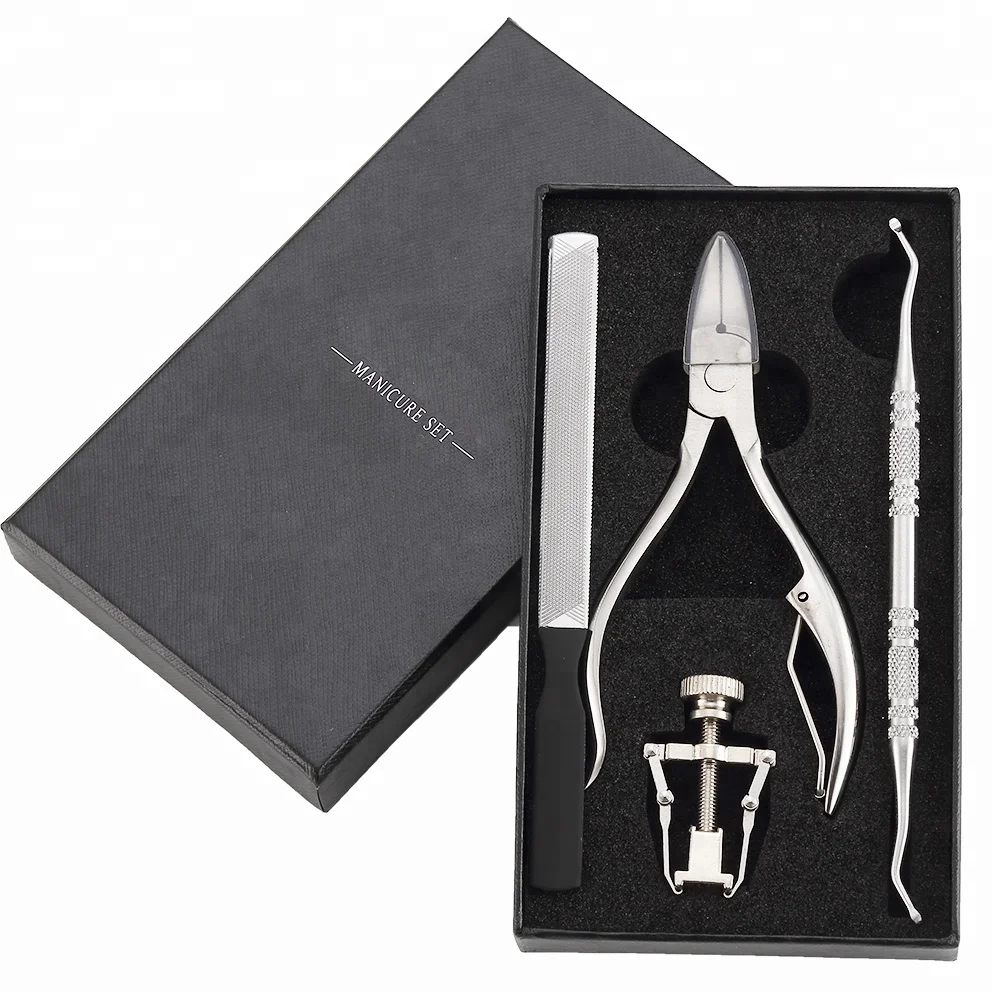 Profession 4pcs Ingrown Toenail Kit Portable Pedicure Tools Stainless Steel Nail File Lifter Corrector Essential Nail Clipper