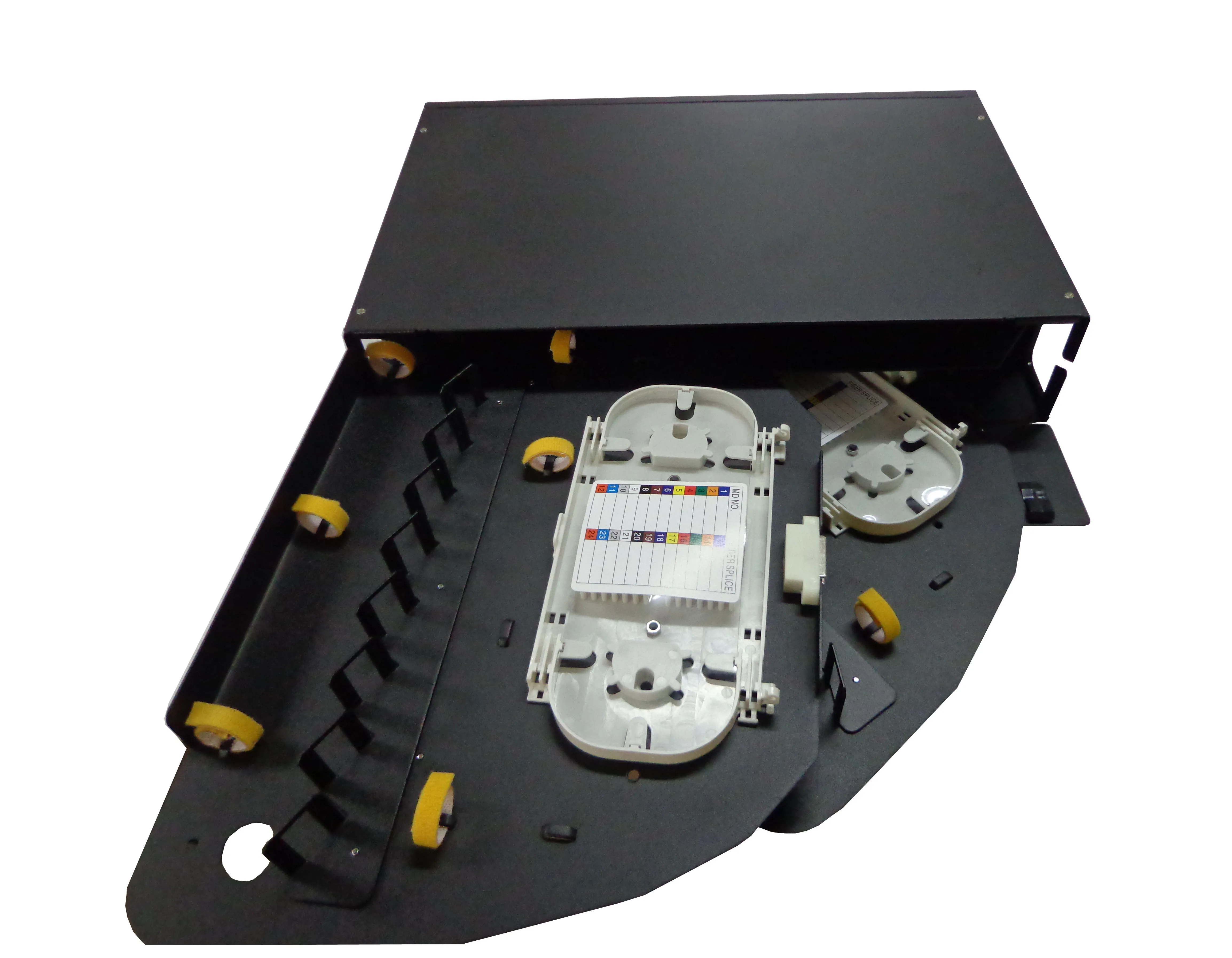 Fiber Enclosure Rack Mounted ODF 12 24 48 96 144 Cores Rotary Subrack 19 Inches 24 SC LC ST FC Ports Optical Distribution Frame