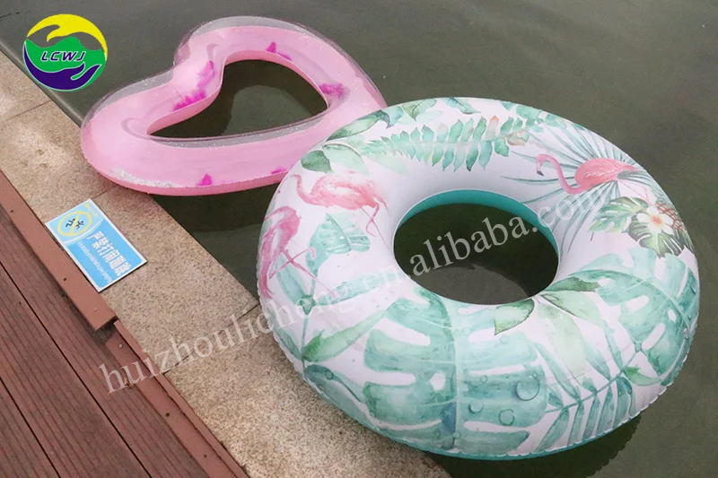LC Pvc Inflatable Pool Float  clear Feather Ring Water Play Beach Floater Party Toys