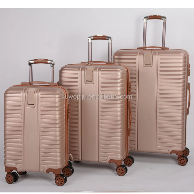 Golden Color 3 Pcs Set Luggage Pc Trolley Abs Hard Side Travel Bag Set Abs Trolley case