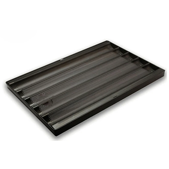 Baguette Baking Tray for French Style Bread Sticks Micro Perforated with Dual Layer Non Stick by Lets Cook Cookware 