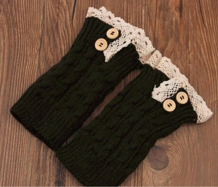 Женские вязаные крючком кружевные Обрезанные топперы манжеты Подкладка гетры носки для сапог