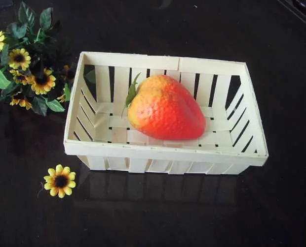 Food Safe Eco Friendly Environmental Custom Cheap Chip Picnic Strawberry Berry Fruit apple Wooden Disposable Basket