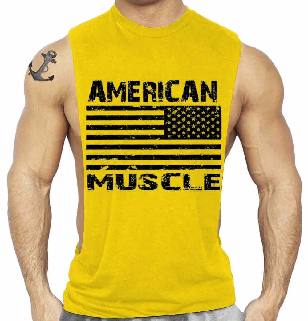 Source mens tank top gym american muscle singlet sleeveless cotton