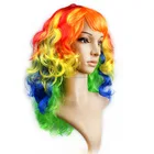 Afro Wig Europe Standard Afro Hair Synthetic Curly Cosplay Wigs For Women Long Wave Rainbow Wig