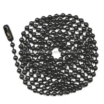 Black metal ball bead long chain necklace for men
