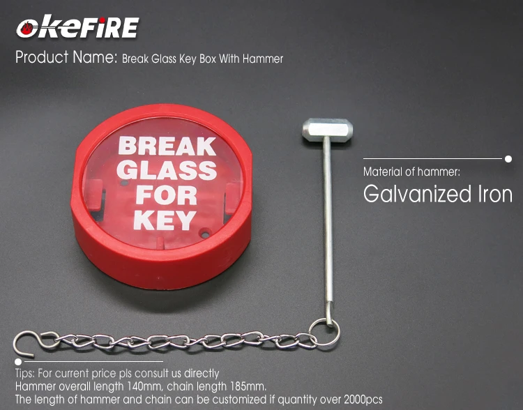 Red Fire Alarm Break Glass Key Box With Hammer Buy Break Glass Key