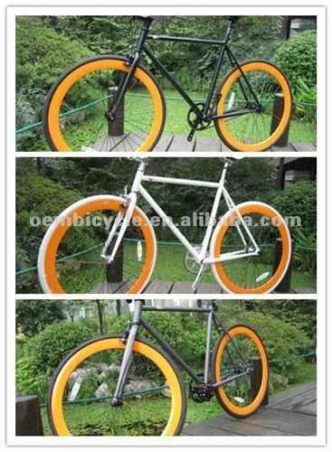 orange single speed bike