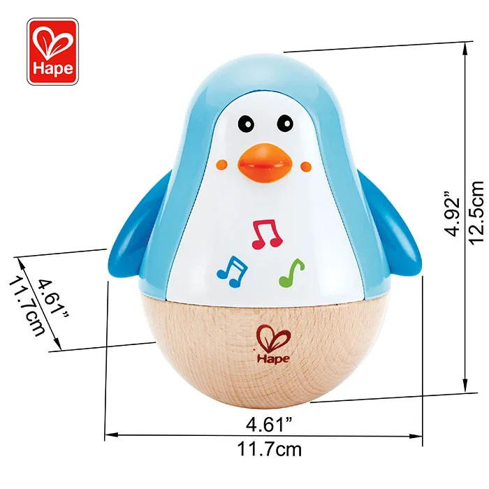 
 Новая модель забавных деревянных игрушечных животных Hape, музыкальный воблер пингвина  