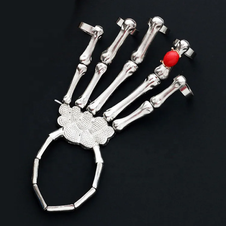 Skull Bone Bracelet Gothic Punk Hand Skeleton Elastic Handmade Silver  Bangles With Rings Fashionable Halloween Finger Jewelry Q0717 From  Sihuai05, $7.01 | DHgate.Com