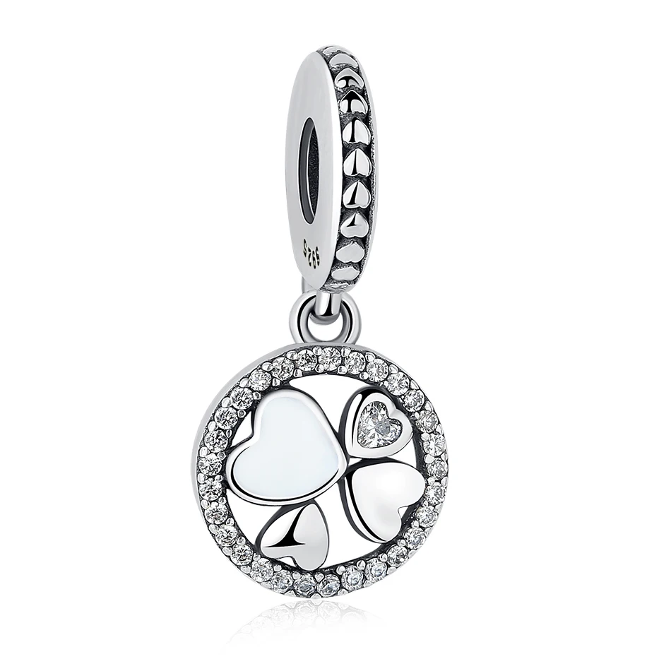 Solid 925 Sterling Silver Dangling Heart with Wings Charm Bead