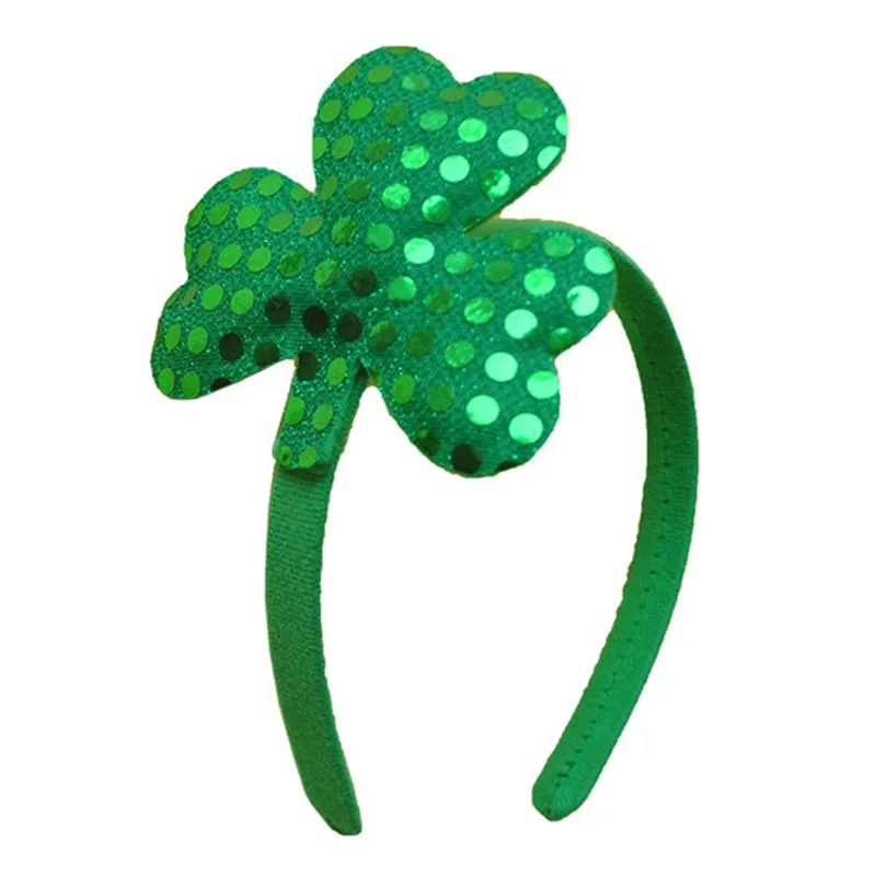 Green Glitter Ribbon Shamrock St Patrick's Day Headband & Ireland Flag 