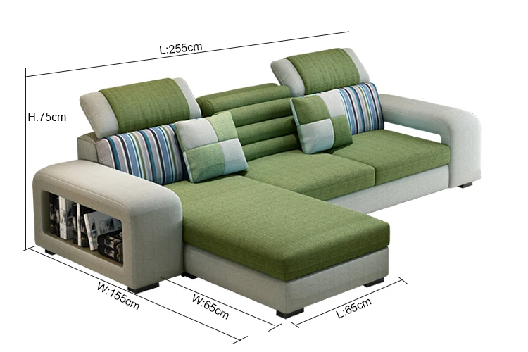 Home Furniture General Use and Living Room Sofa Fabric Corner Sofa L Shaped Sofa