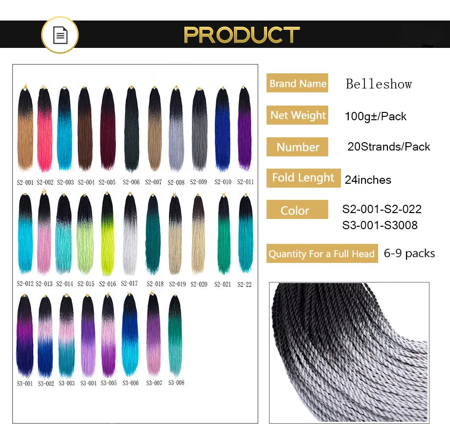 Хит продаж, 24 дюйма, 20 стендов, Омбре, синтетические косички