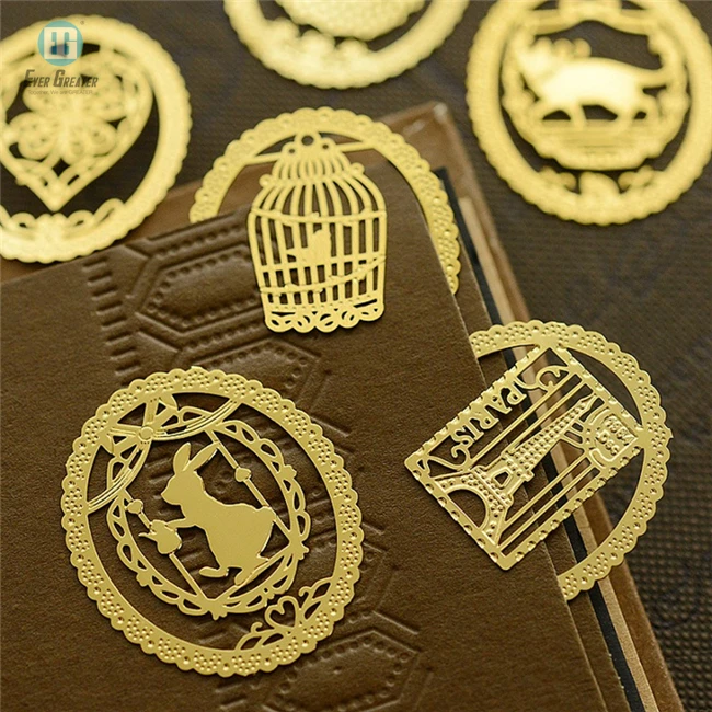 Custom Bookmark Personalized Engraved Stainless Round Gold Silver Metal Book Mark Steel Metal Bookmarks