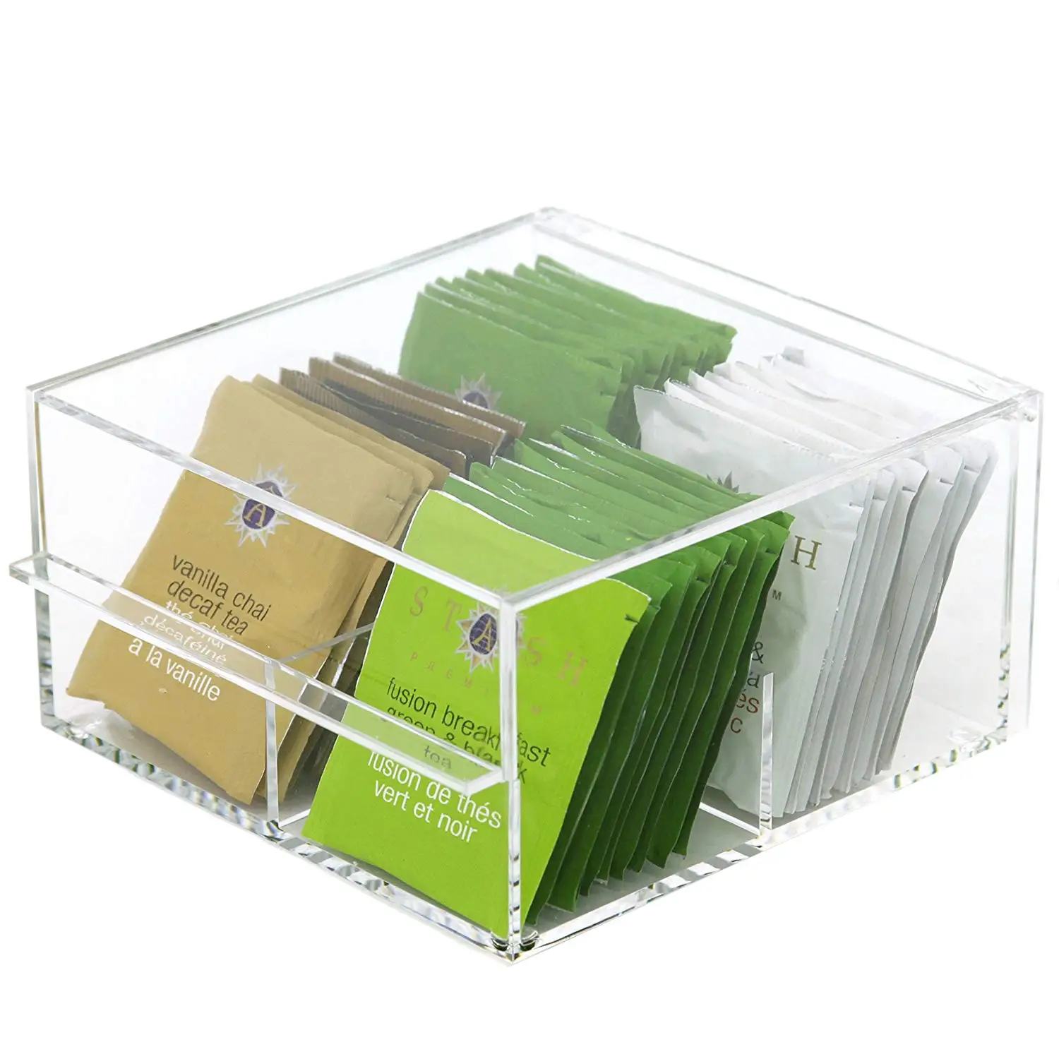 Clear Acrylic Tea Bag Holder Home Kitchen Storage Organizer Acrylic Tea