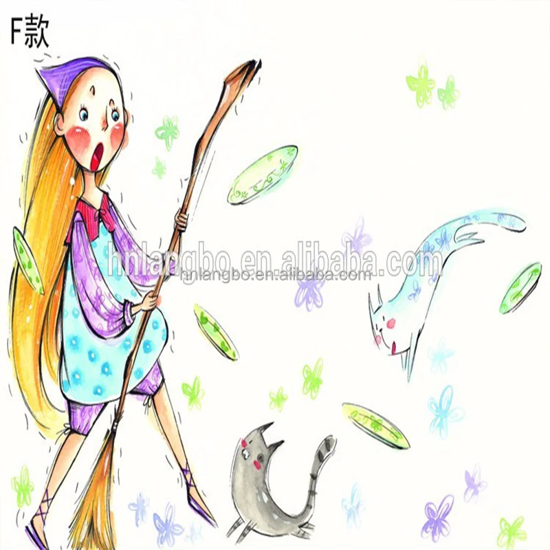 妖精の女の子の壁紙子供部屋の壁紙漫画面白い壁紙壁画 Buy 妖精壁紙 面白い壁紙 漫画壁紙 Product On Alibaba Com