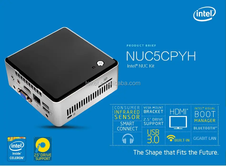 ミニPC Intel NUC Kit NUC5CPYH Intel Core I5 Mini PC Barebone NUC5CPYH for HTPC Gaming