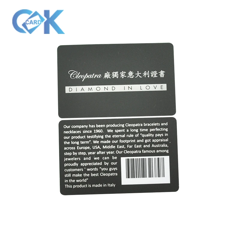 Free Design Custom Pvc Warranty Card High Quality Guarantee Card