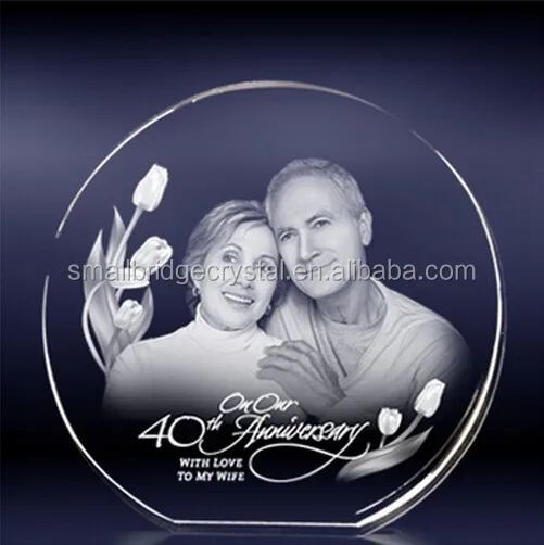 2D laser round photo frame for birthday souvenir